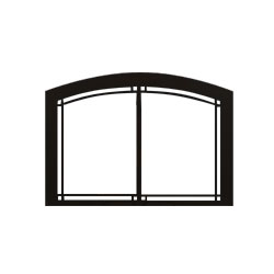 Arched Contemporary Double Door, Black Satin, Textured Mocha, Brushed Nickel - Monessen