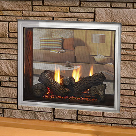 36" Fortress Indoor/Outdoor IntelliFire See-Thru Direct Vent Linear Fireplace  (Electronic Ignition) - Majestic